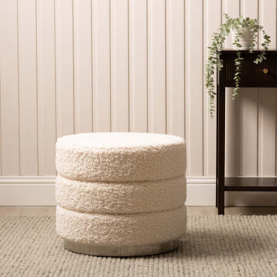 Ivory Boucle Ottoman